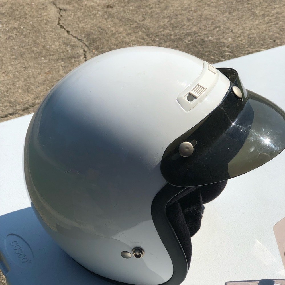 White motorcycle helmet